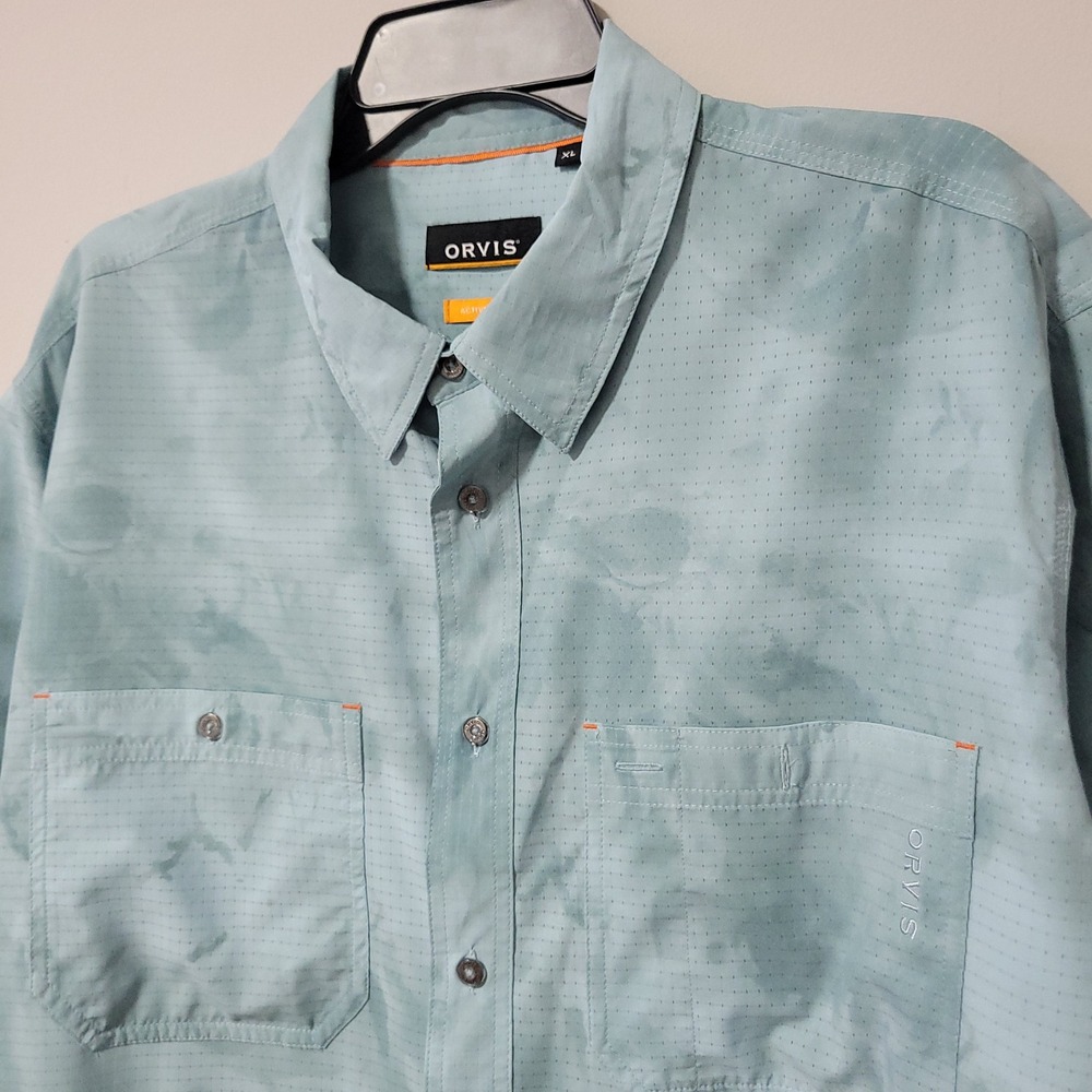 Orvis Active Fit Tropic Tech Shirt Mens XL Blue Camo Fishing Performance